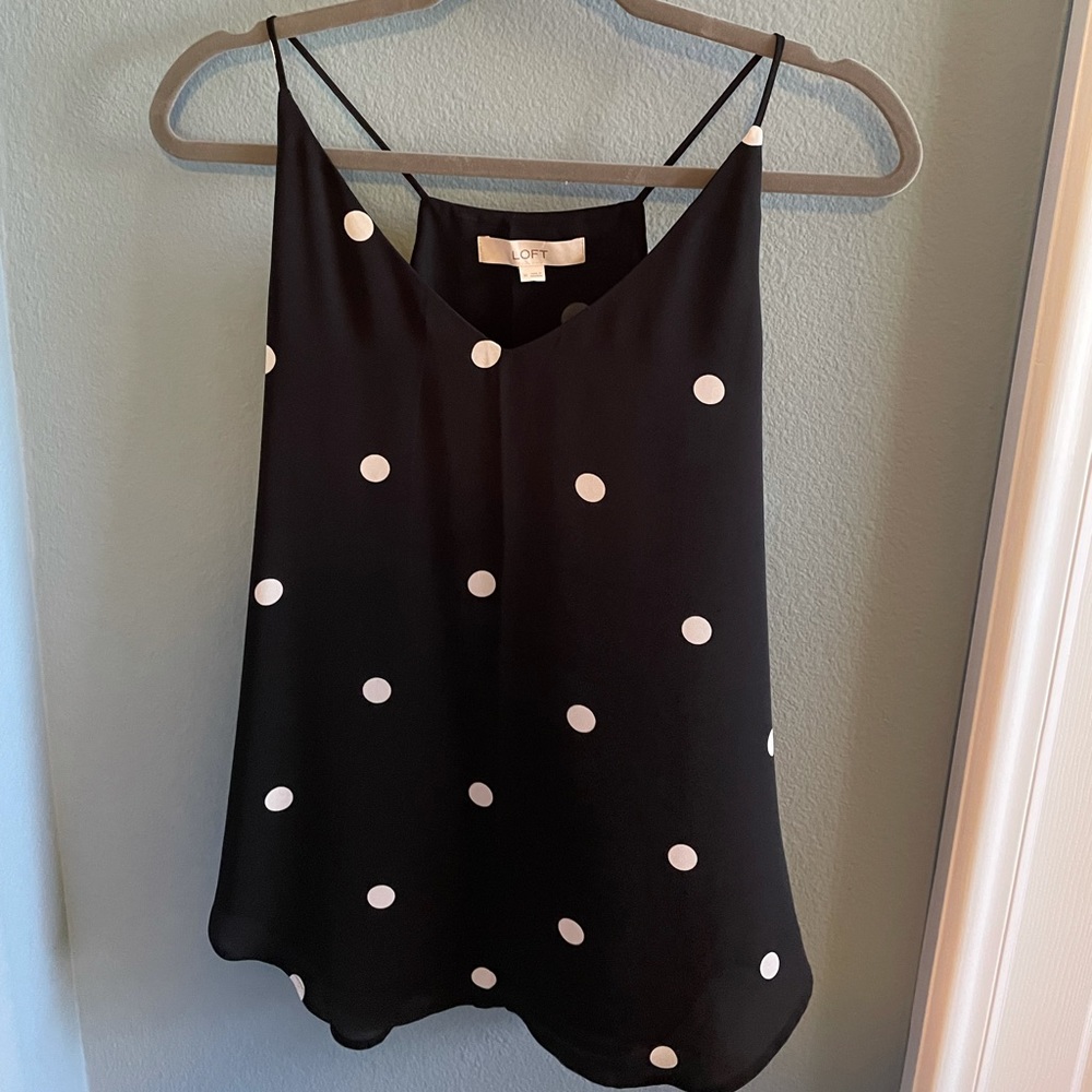 Chiffon blouse, polka dot pattern, brand LOFT, size medium